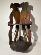 American Folk Art Painted Corner Shelf with Hand-Painted Parrots American, Art Nouveau Period, circa 1890–1910