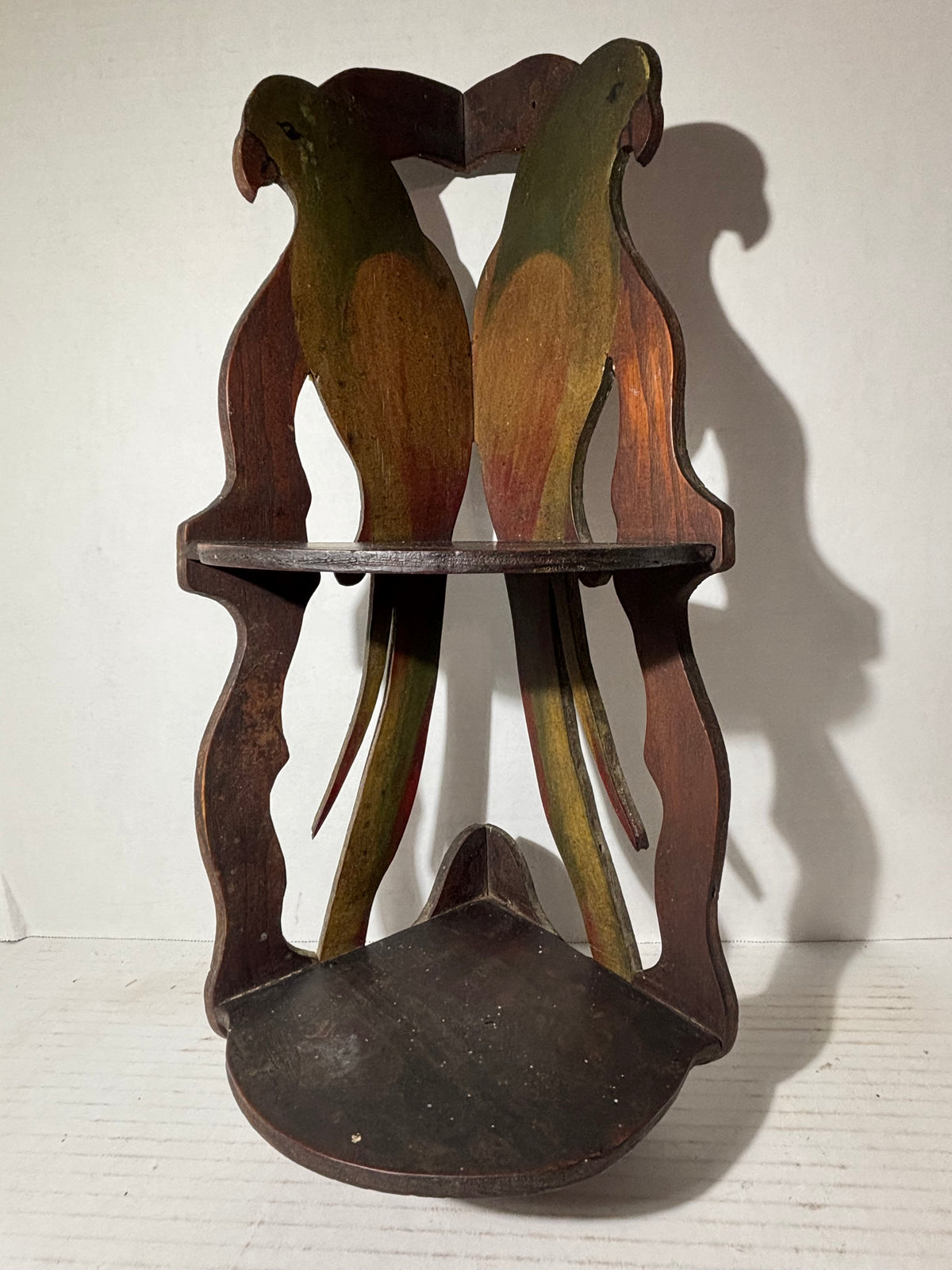 American Folk Art Painted Corner Shelf with Hand-Painted Parrots American, Art Nouveau Period, circa 1890–1910