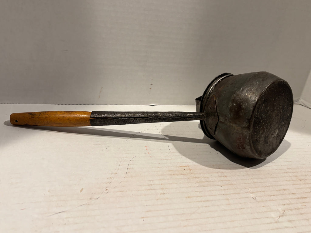 American Tinned Iron Covered Pipkin or Sauce Pot with Forged Handle American, circa 1840–1870.