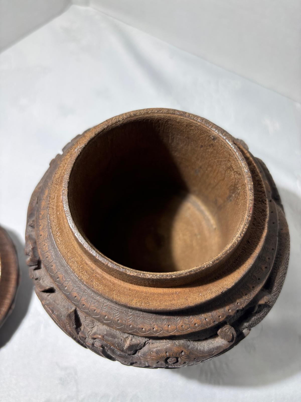 Carved Hardwood Lidded Vessel, China (Canton Export Market), Late Qing Dynasty, c. 1870–1900