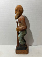 American Folk Art Carved and Painted Bearded Woodsman