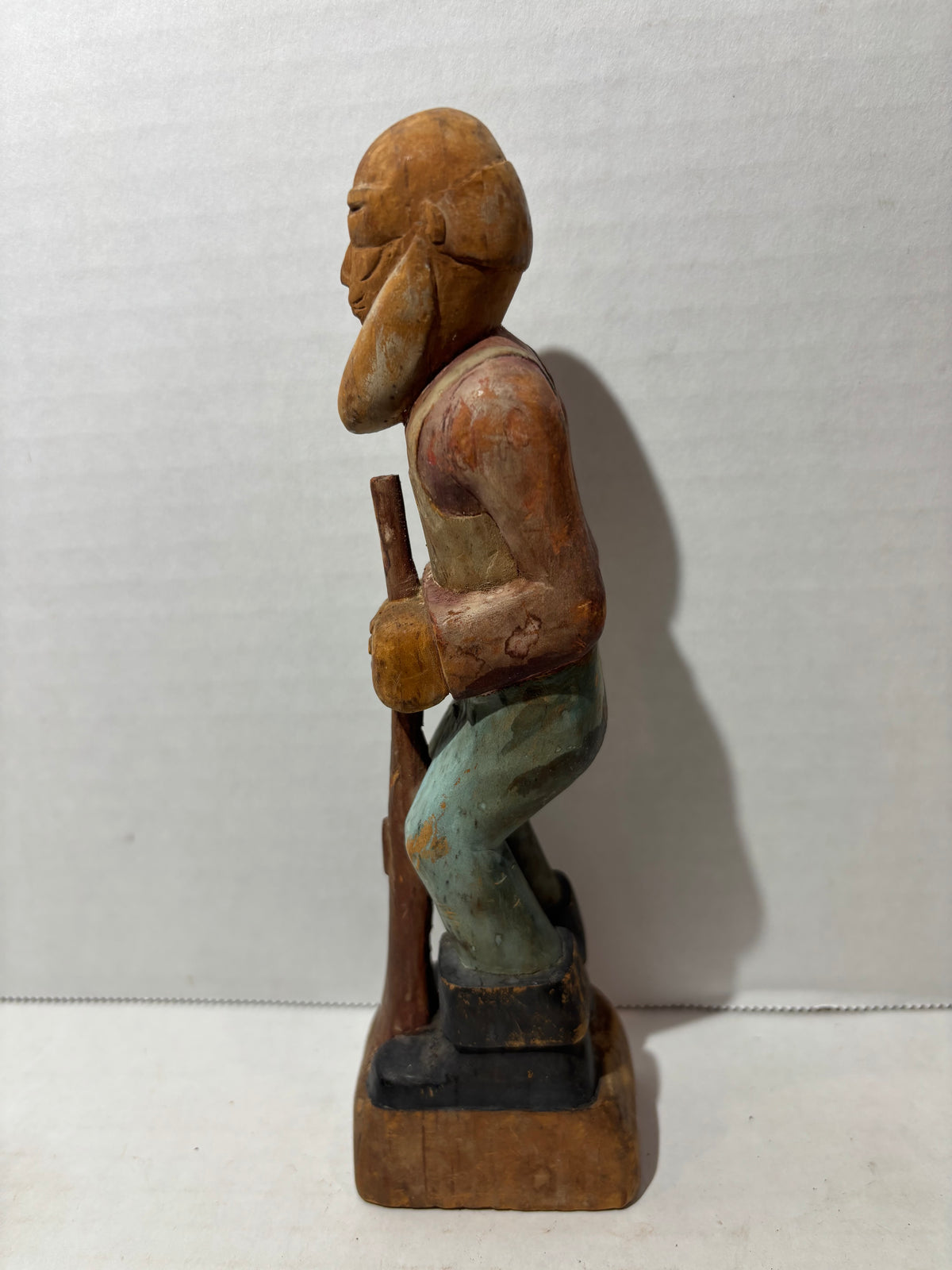American Folk Art Carved and Painted Bearded Woodsman