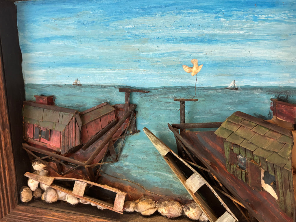 Maine Coastal Folk Art Harbor Diorama American, Maine
