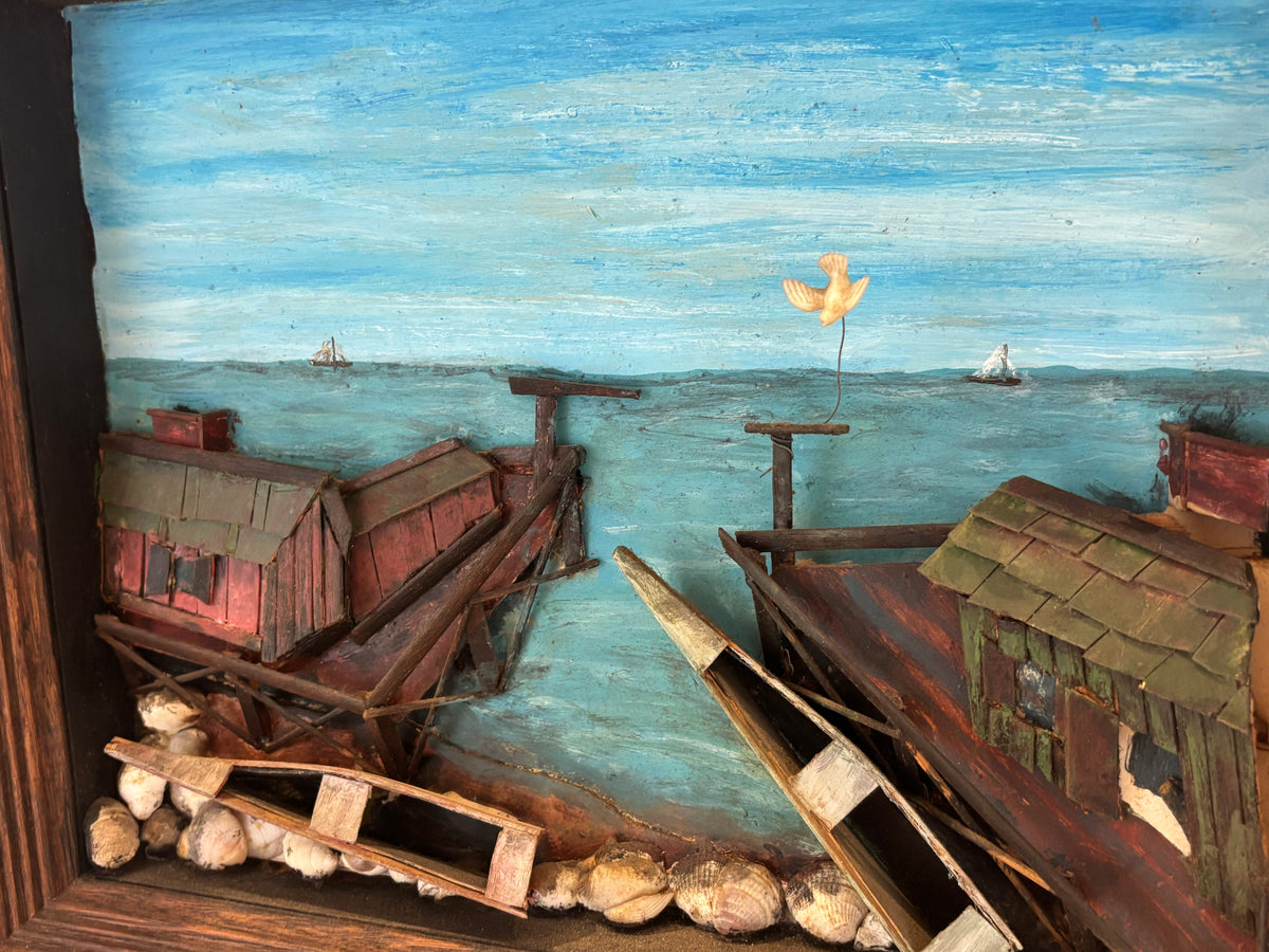 Maine Coastal Folk Art Harbor Diorama American, Maine