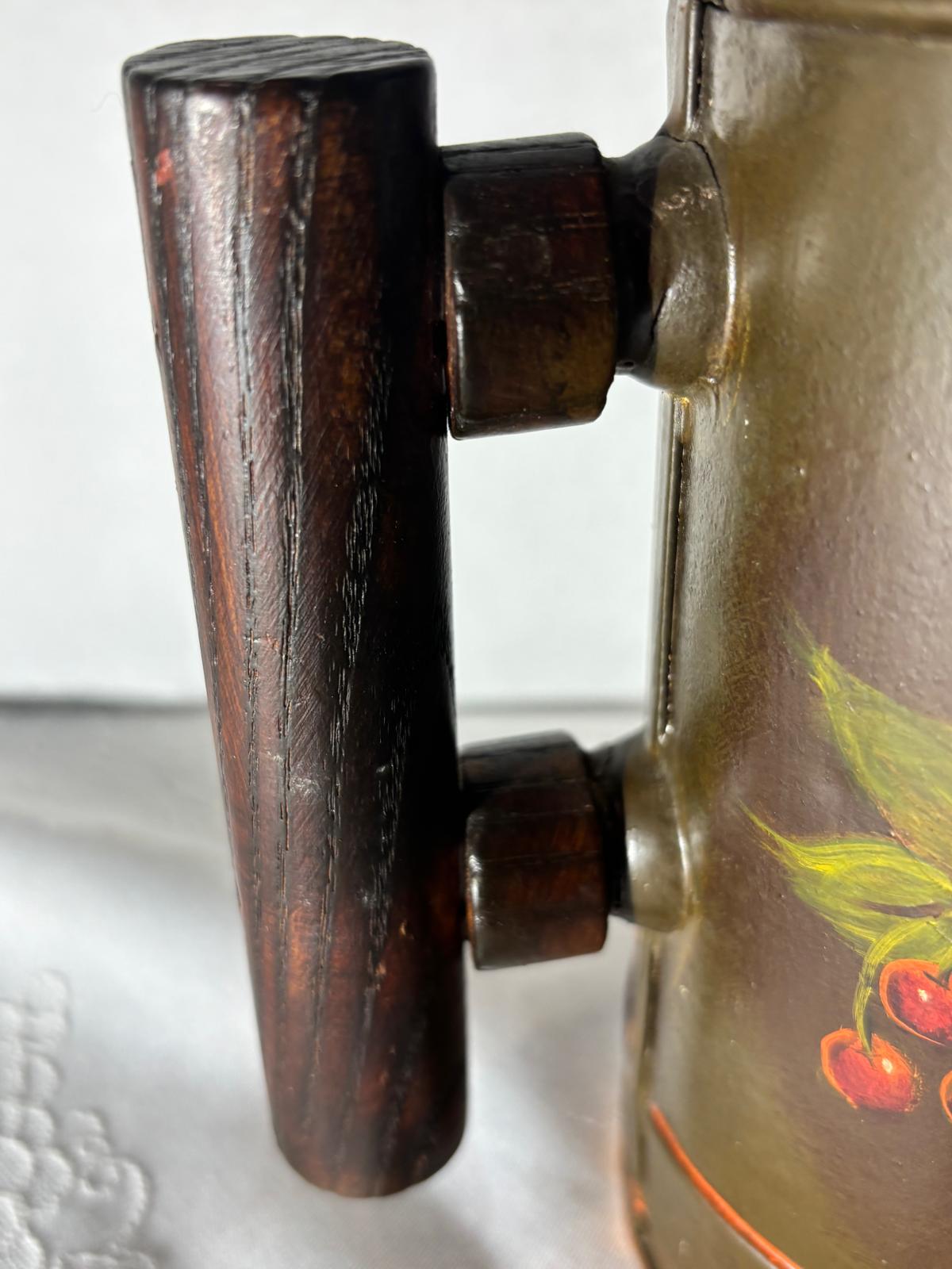 American Painted Tole Coffee Pot, Dated 1892