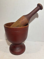 Early New England Red-Painted Mortar & Pestle Circa 1800–1830