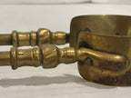 TWO RELATED GEORGIAN BRASS & IRON EMBER OR PIPE TONGS WITH HAND-FORM TERMINALS
