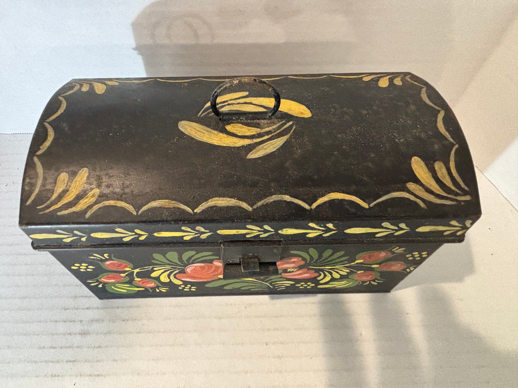 Pair of Painted Toleware Storage Boxes Late 19th to Early 20th Century