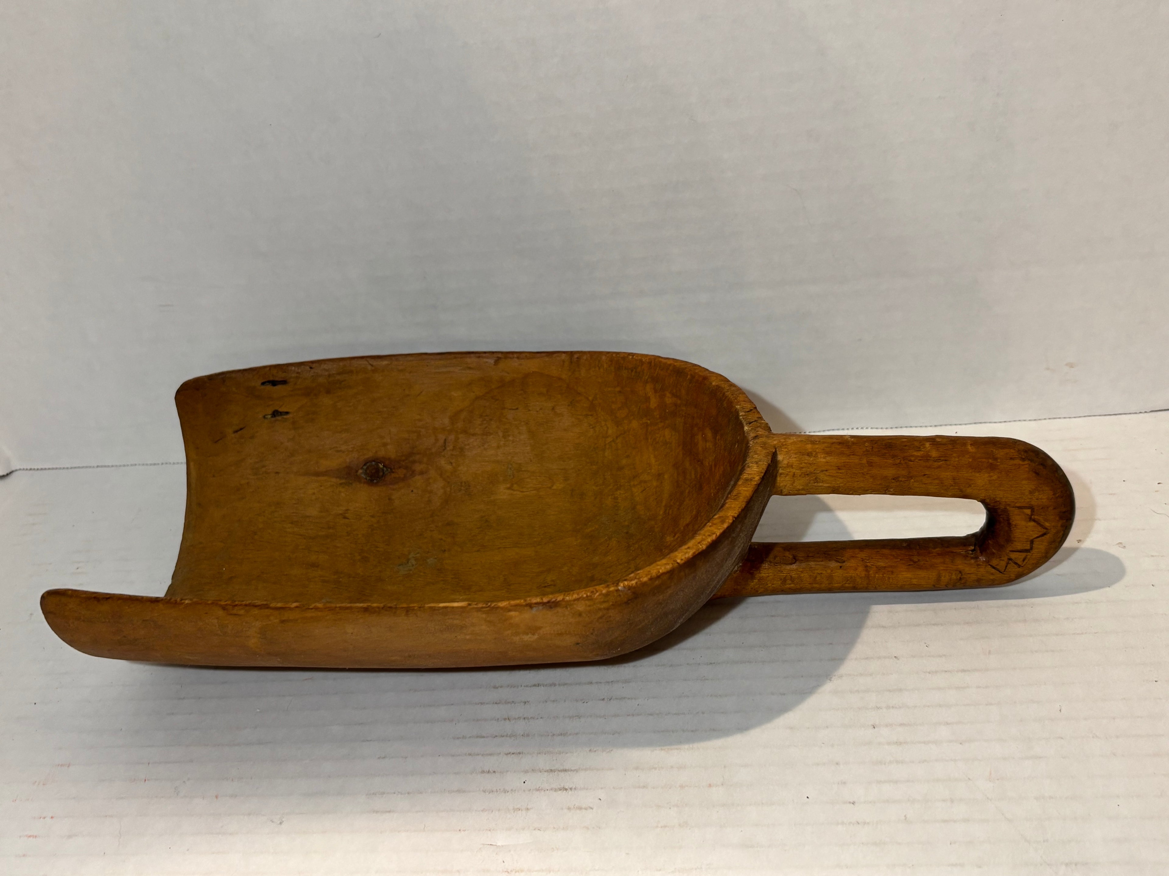 Hand-Carved Folk Art Scoop with Open U-Form Handle American, 19th Century