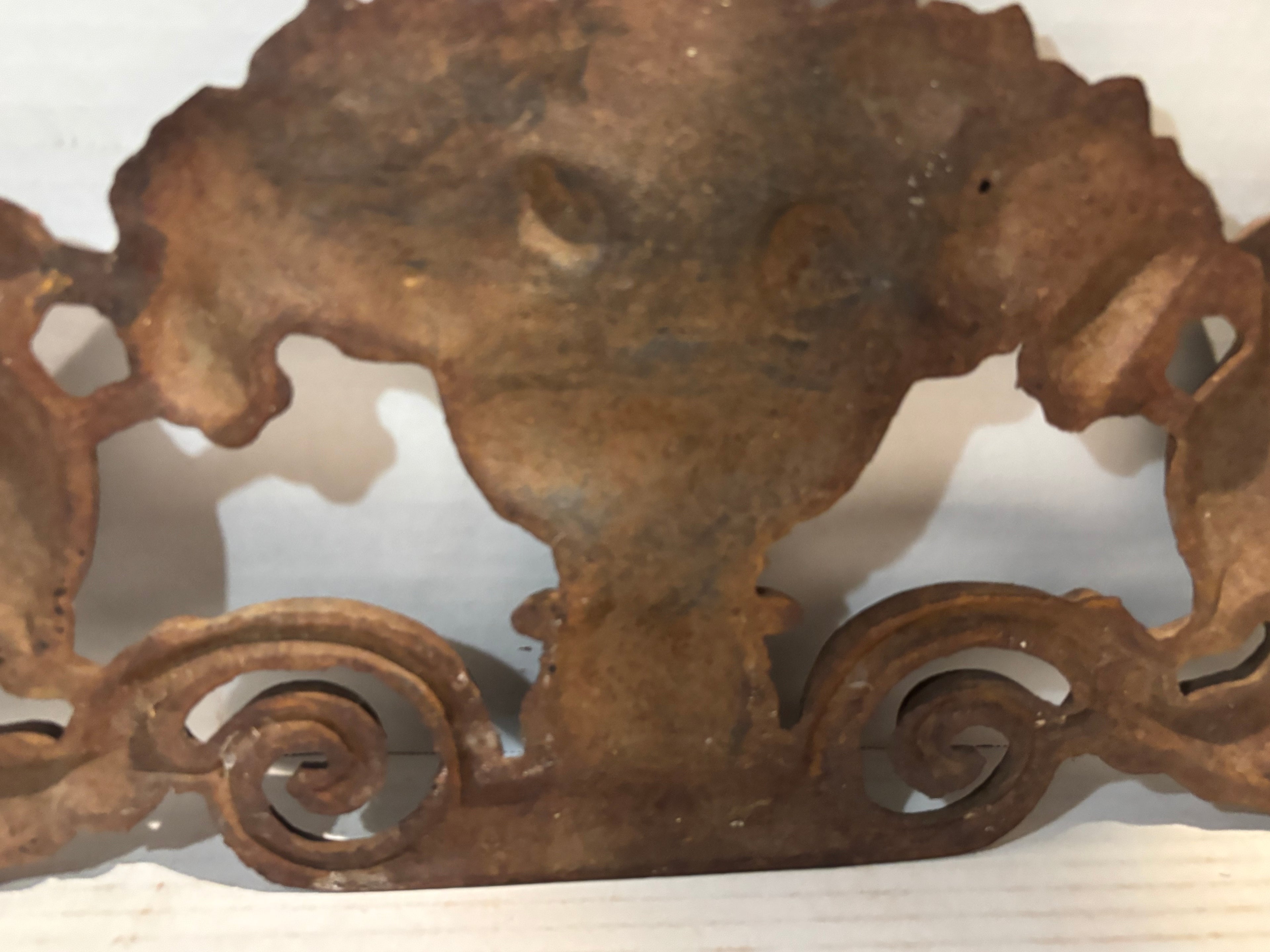 Victorian Cast-Iron Architectural Gate Crest with Birds and Fruit Basket
American, circa 1870–1895