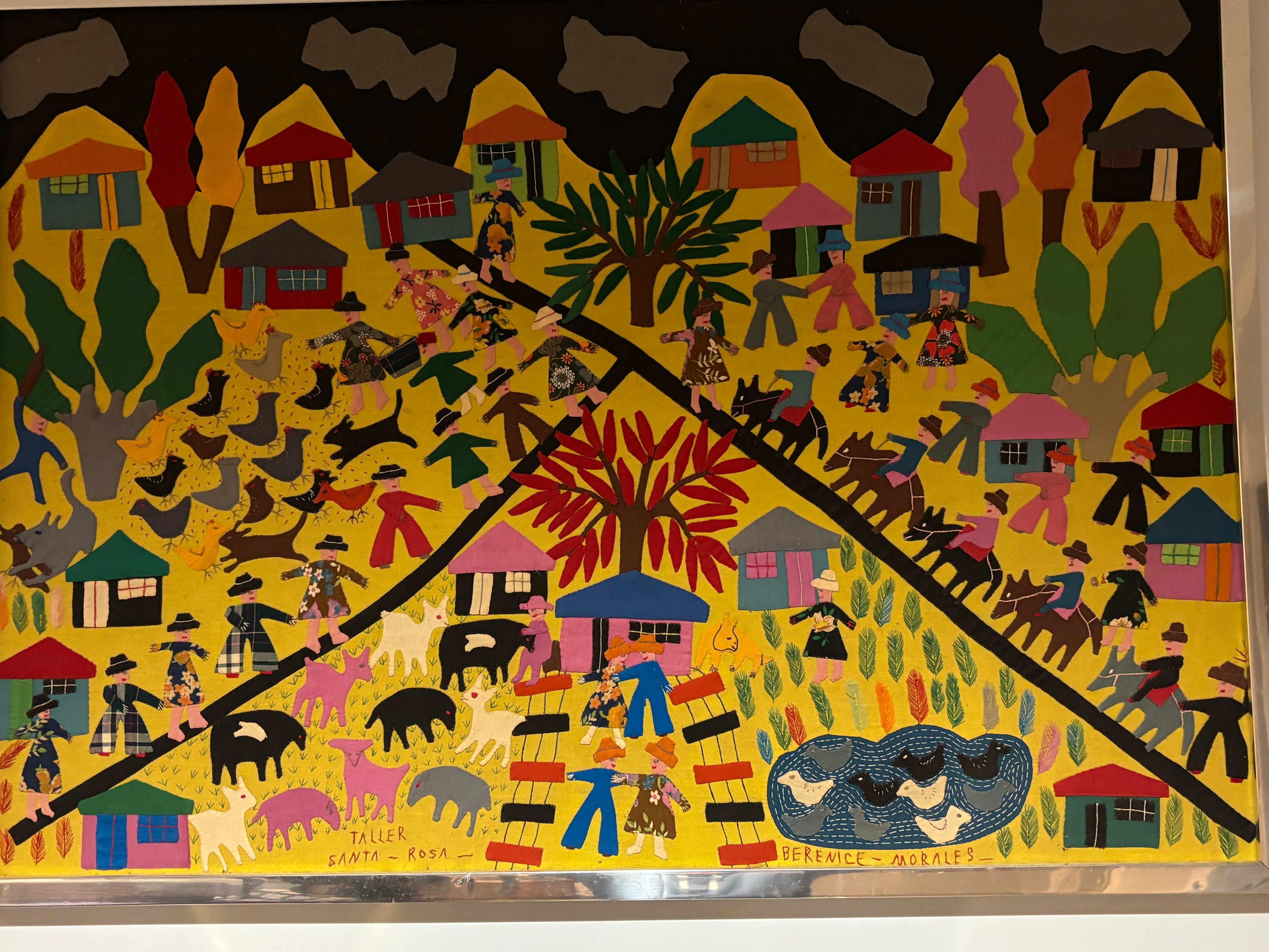 Large Signed Latin American Folk Art Appliqué Textile Berenice Morales, Taller Santa Rosa Circa 1965–1980