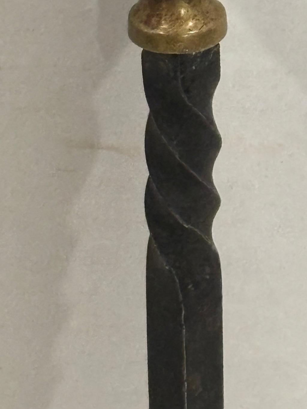 FINE EARLY WROUGHT-IRON & BRASS HEARTH POKER