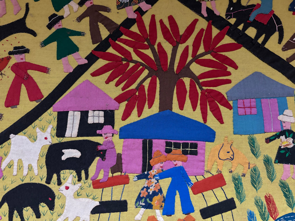 Large Signed Latin American Folk Art Appliqué Textile Berenice Morales, Taller Santa Rosa Circa 1965–1980