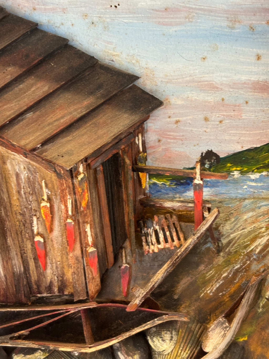 Maine Coastal Folk Art Fishing Shack Diorama American, Maine, circa 1940–1960