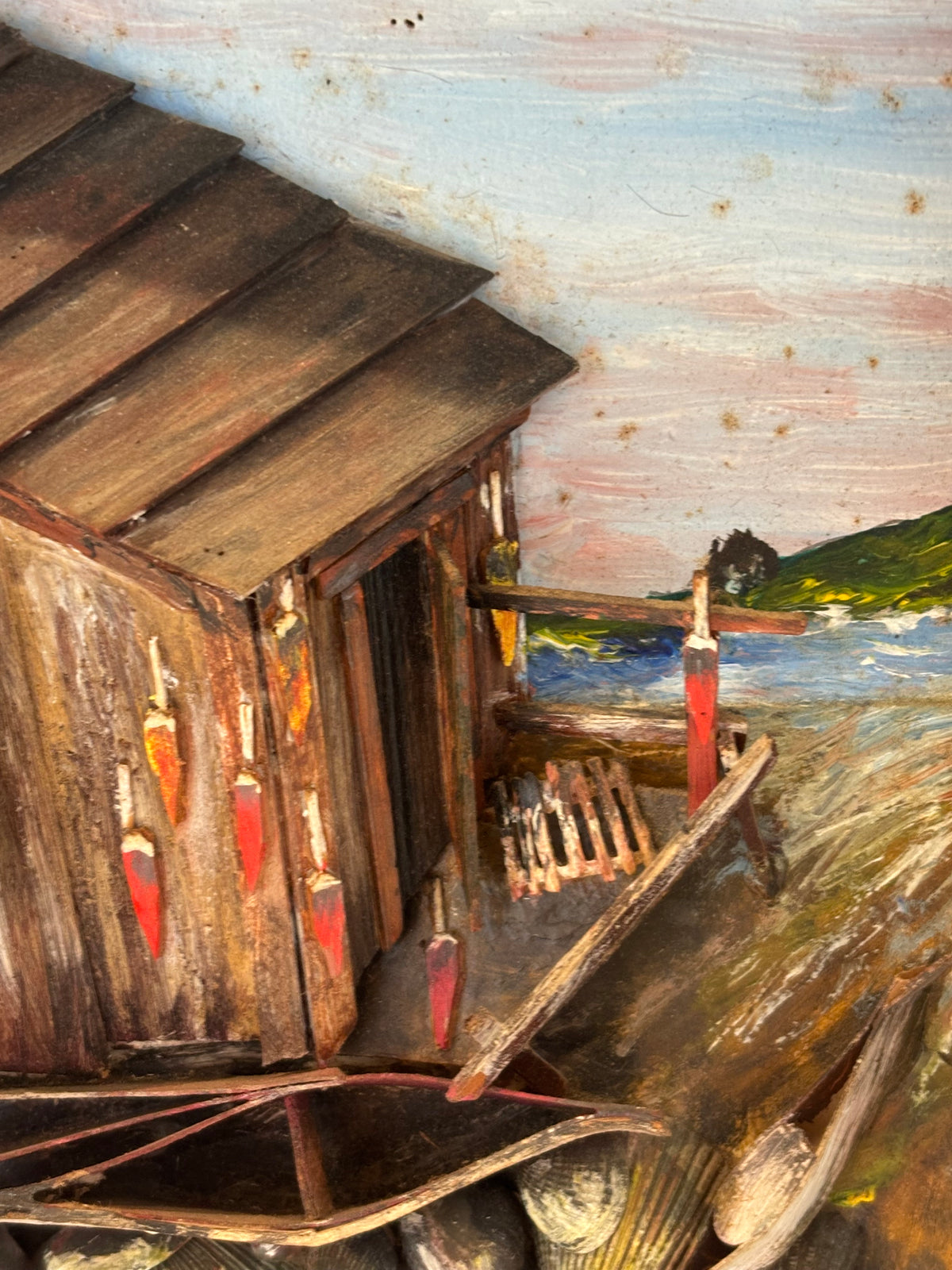 Maine Coastal Folk Art Fishing Shack Diorama American, Maine, circa 1940–1960
