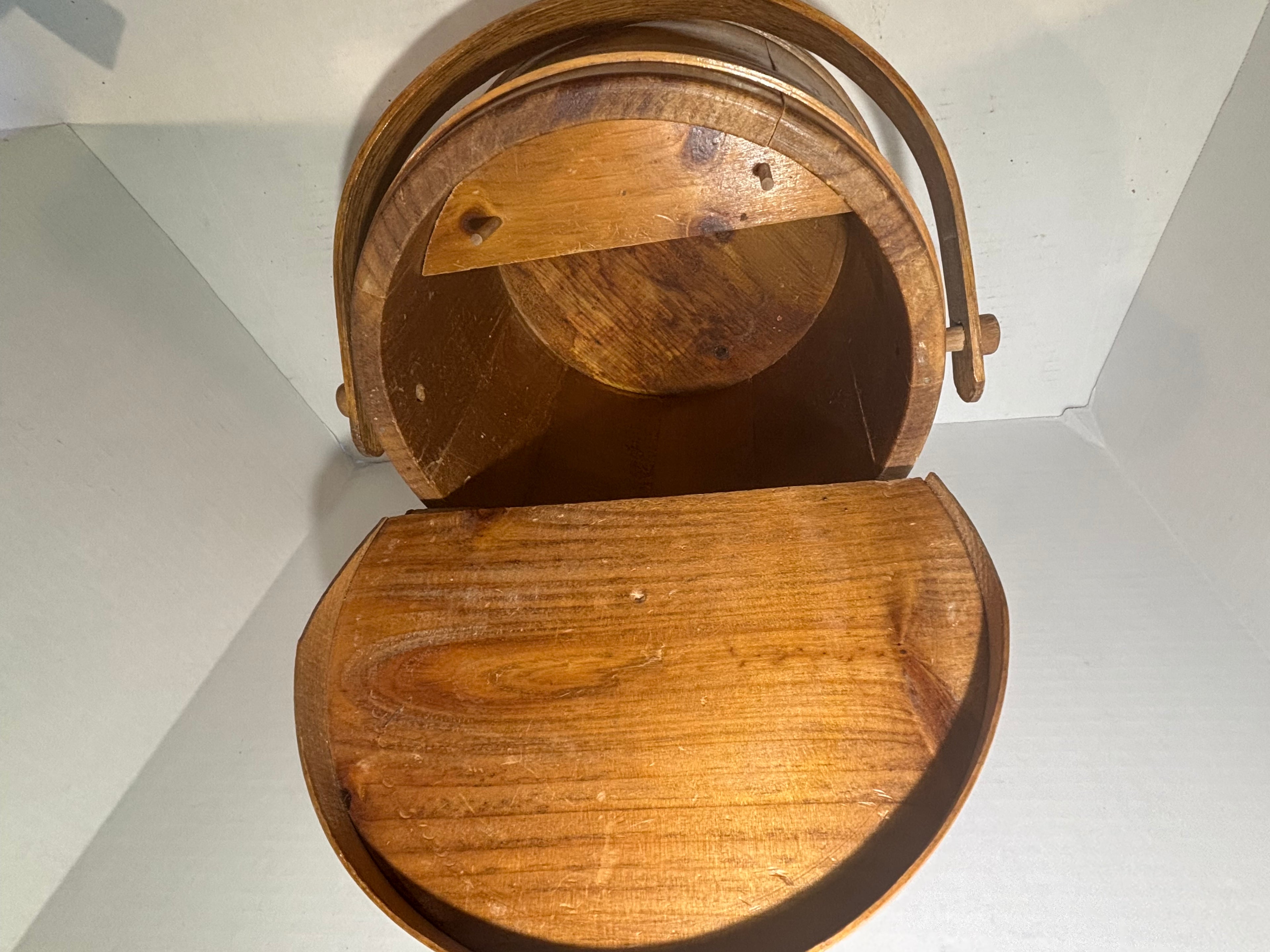 Pennsylvania Bentwood Sewing Bucket with Interior Shelf, Mid-19th Century
