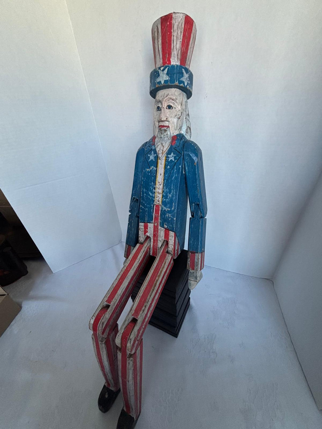 Monumental American Folk Art Carved and Painted Uncle Sam Figure