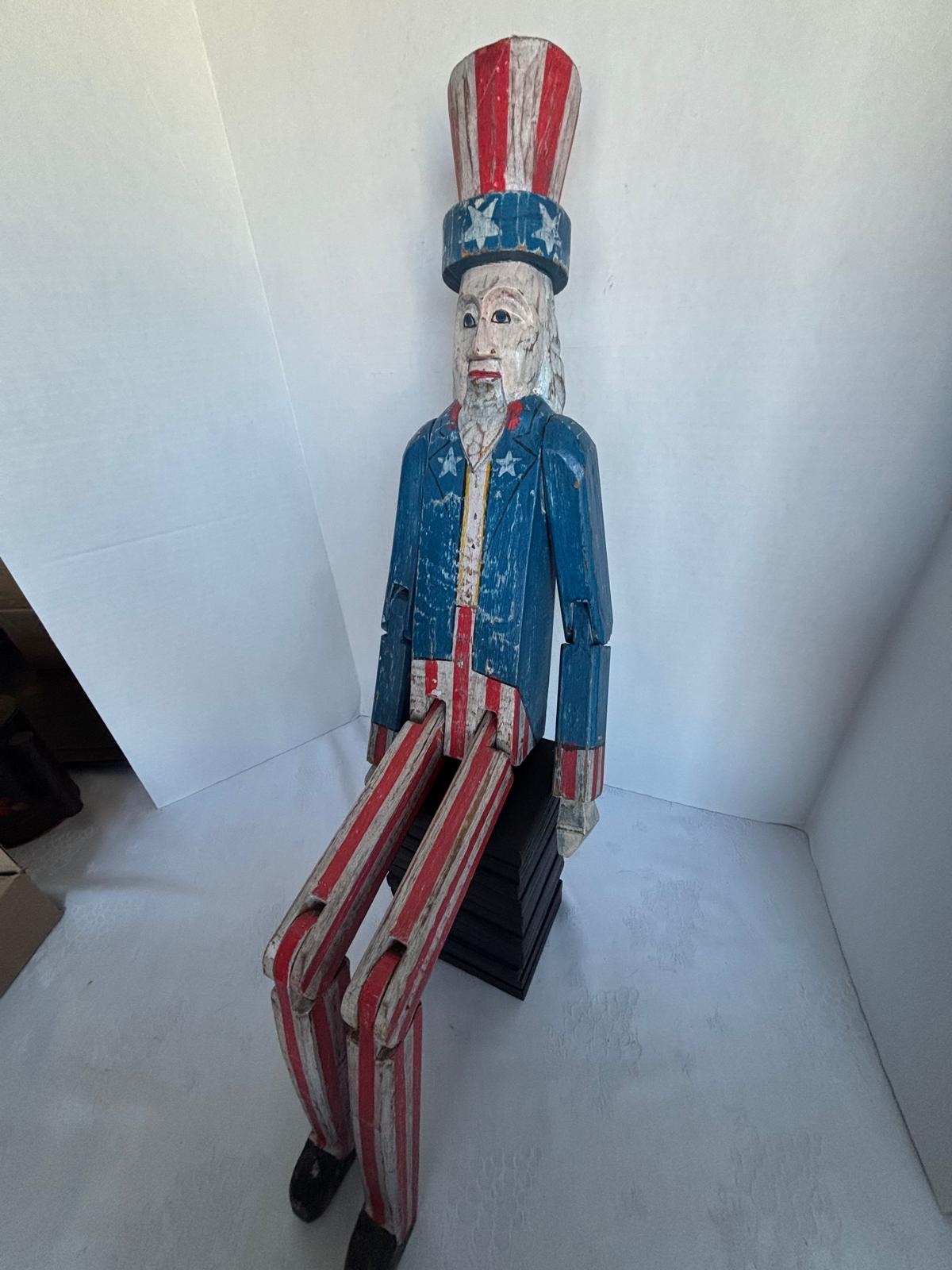 Monumental American Folk Art Carved and Painted Uncle Sam Figure