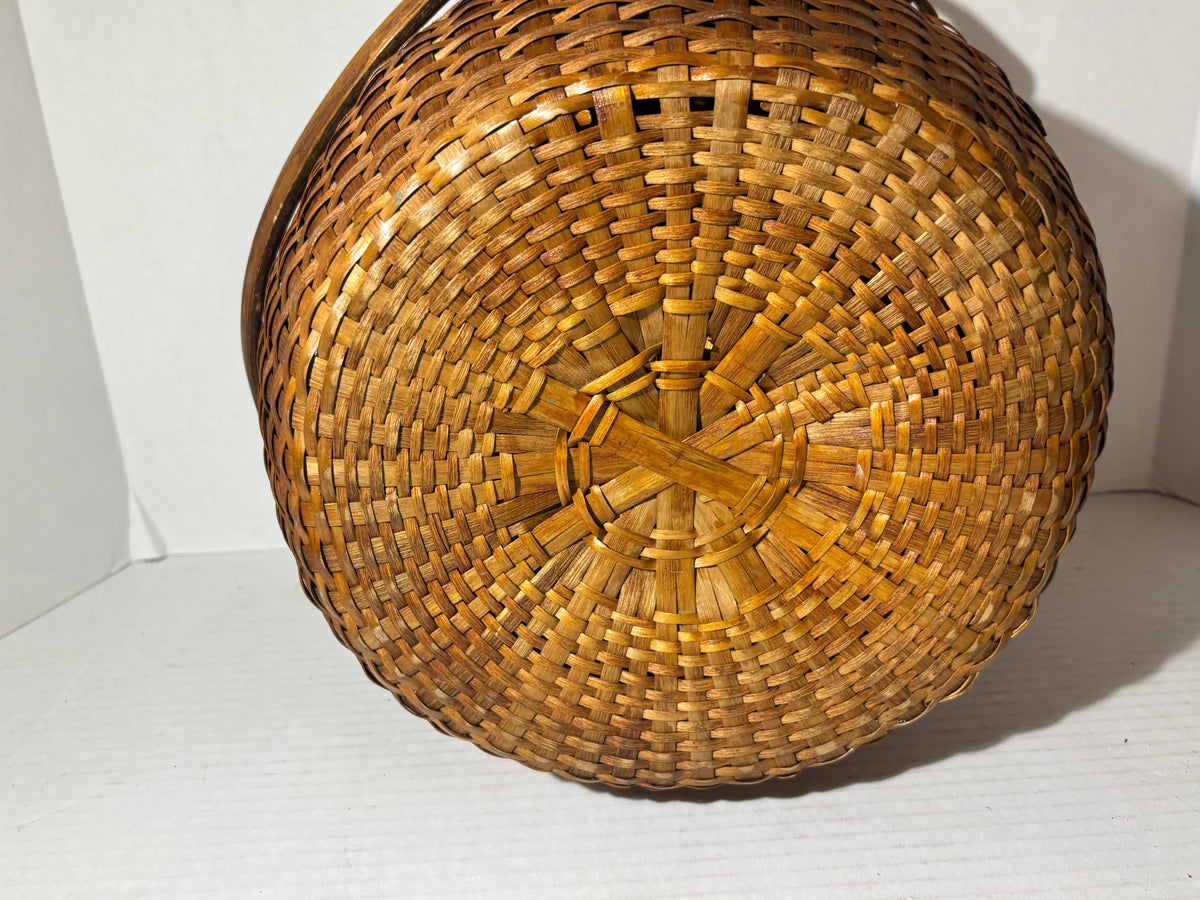 Exceptional American Covered Ash Splint Swing-Handle Basket New England or New York, Circa 1880–1910