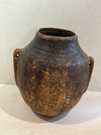 East African Carved & Fiber-Bound Wood Vessel