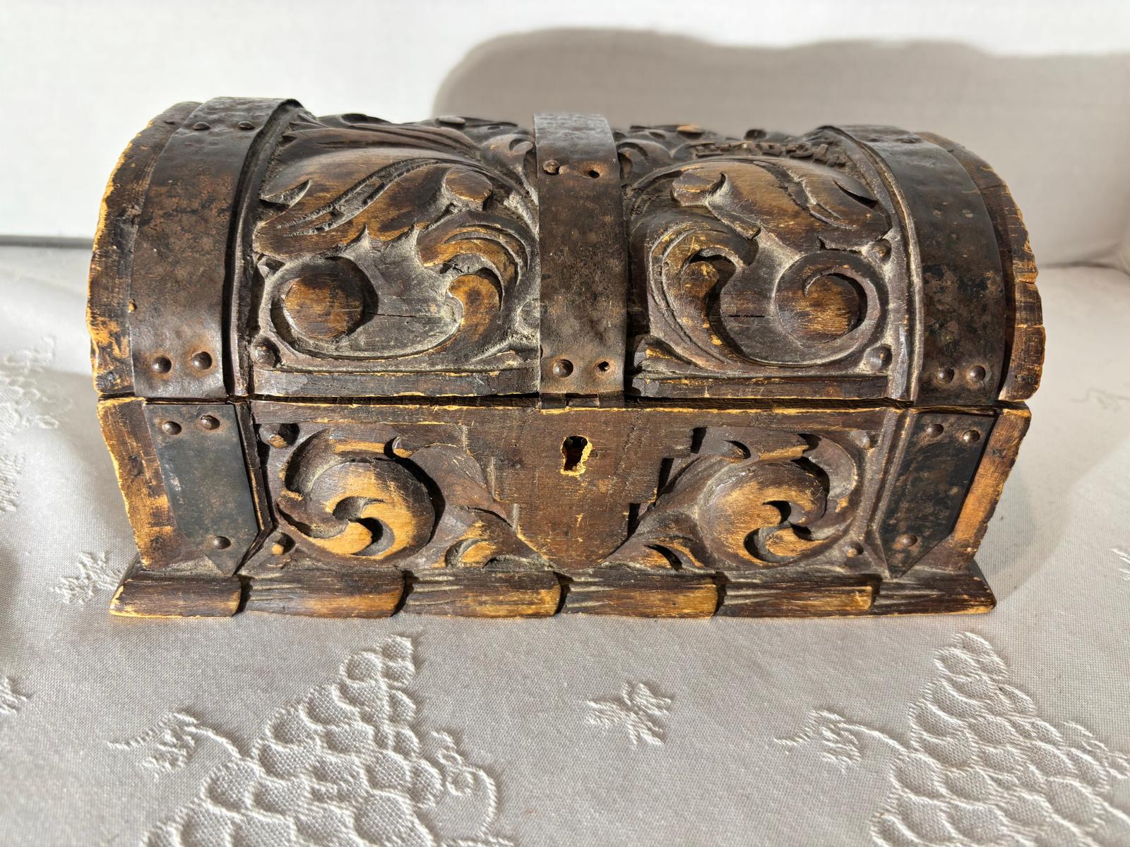 Carved Casket-Form Box, Precisely Dated February 10, 1834