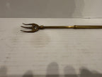 UNUSUAL EARLY BRASS TELESCOPING THREE-PRONG HEARTH FORK