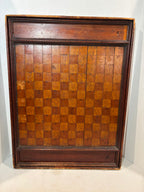 Exceptional 19th-Century Canadian Folk Art Parquetry Checkerboard with Original Playing Pieces