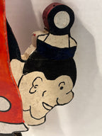 WONDERFULLY GRAPHIC AMERICAN FOLK ART ACROBATIC CLOWN WHIRLIGIG