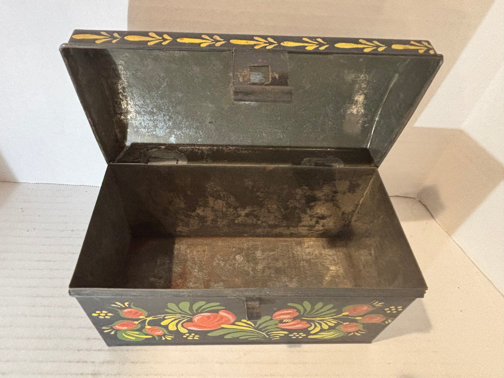 Pair of Painted Toleware Storage Boxes Late 19th to Early 20th Century