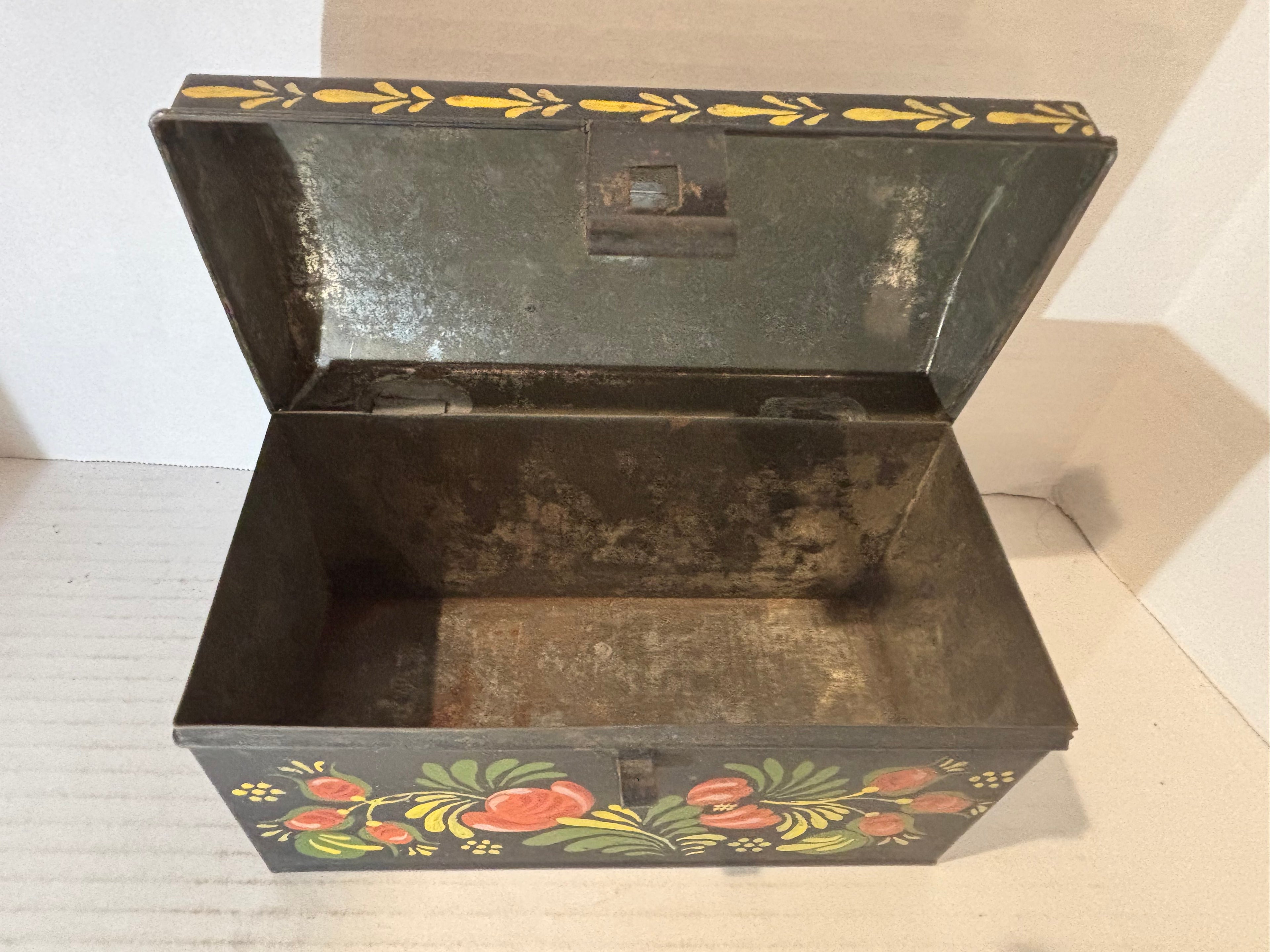 Pair of Painted Toleware Storage Boxes Late 19th to Early 20th Century