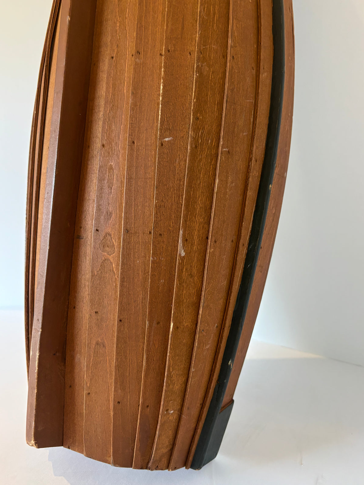 Large American Folk Art Plank-Built Fishing & Rowboat Model with Original Oars