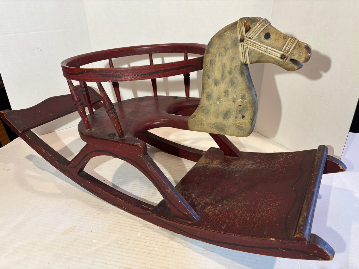 AMERICAN FOLK ART NURSERY ROCKING HORSE