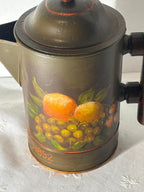 American Painted Tole Coffee Pot, Dated 1892