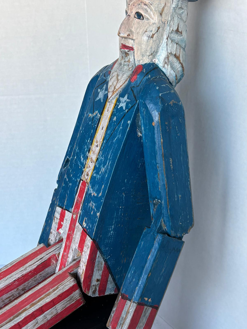 Monumental American Folk Art Carved and Painted Uncle Sam Figure