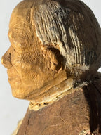 WONDERFULLY EXPRESSIVE CARVED & PAINTED FOLK PORTRAIT OF A SEATED GENTLEMAN