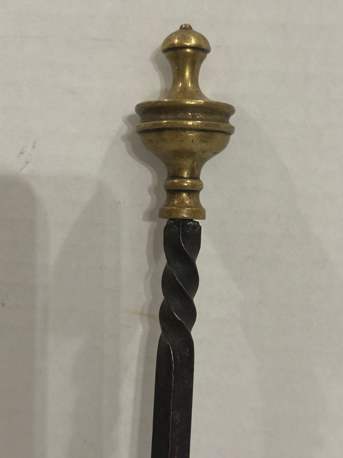 FINE EARLY WROUGHT-IRON & BRASS HEARTH POKER