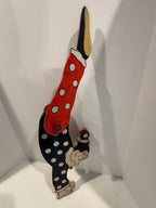 WONDERFULLY GRAPHIC AMERICAN FOLK ART ACROBATIC CLOWN WHIRLIGIG