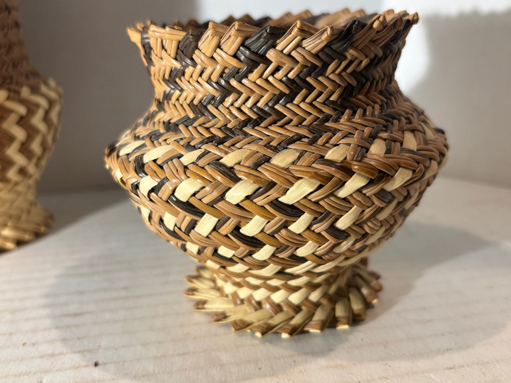 Three Indigenous Central American Miniature Basket Vessels
Probably Panama or Costa Rica, Mid-20th Century (circa 1955–1975)