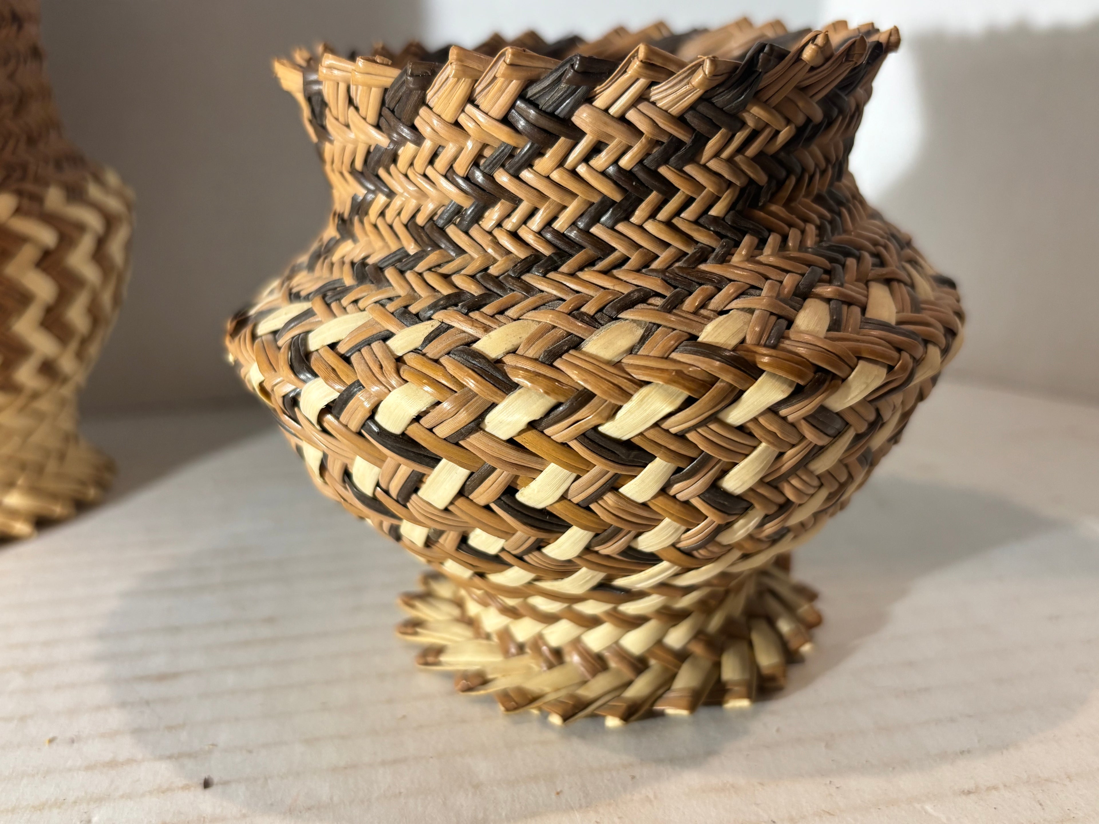 Three Indigenous Central American Miniature Basket Vessels
Probably Panama or Costa Rica, Mid-20th Century (circa 1955–1975)
