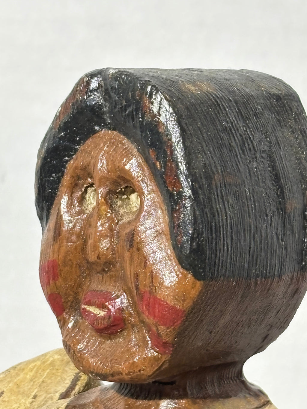 WONDERFULLY FOLKY AMERICAN CARVED & PAINTED NATIVE AMERICAN WOMAN WHIRLIGIG