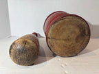 Exceptional Early New England Red-Painted Treenware Mortar and Pestle