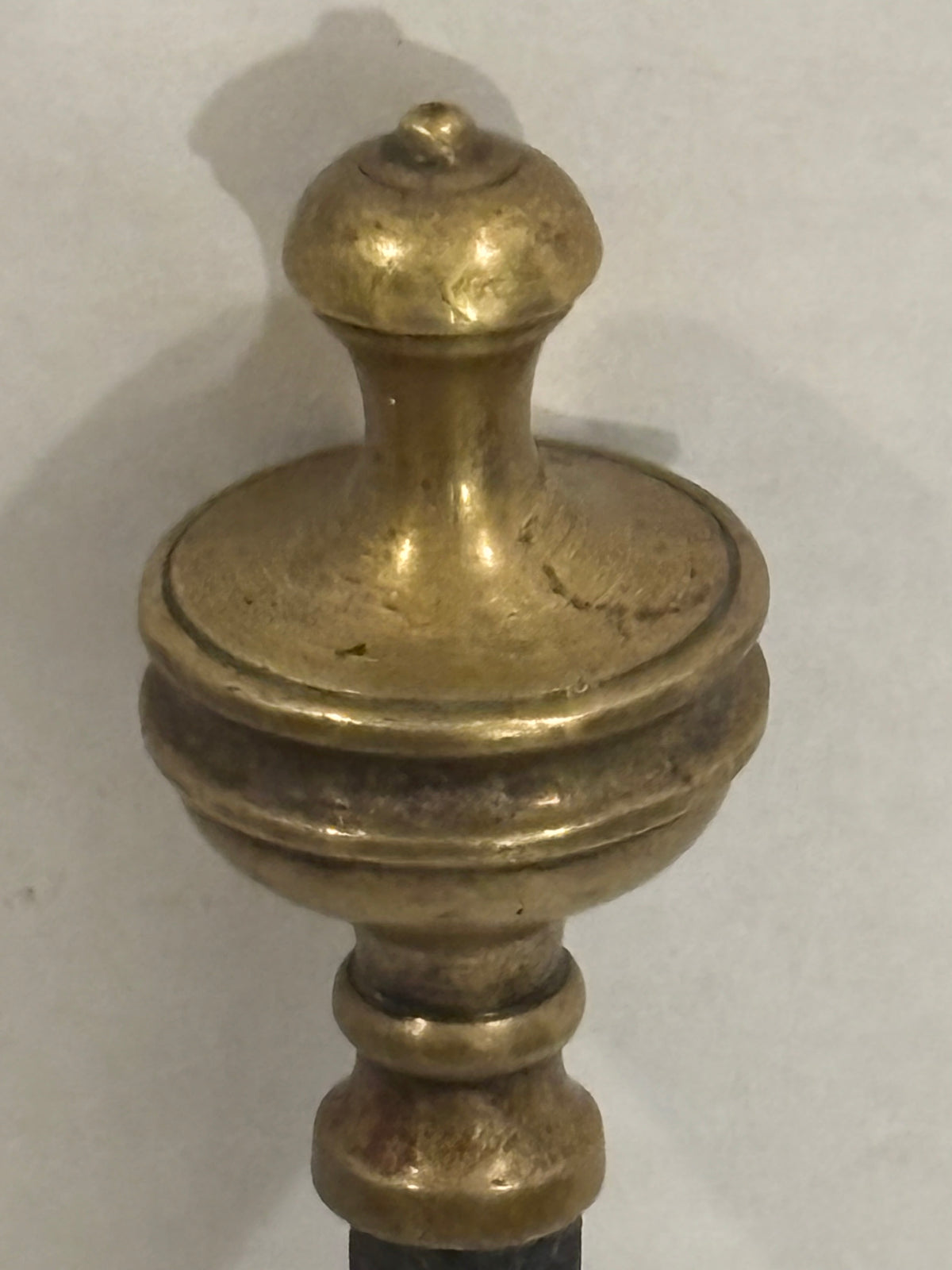 FINE EARLY WROUGHT-IRON & BRASS HEARTH POKER