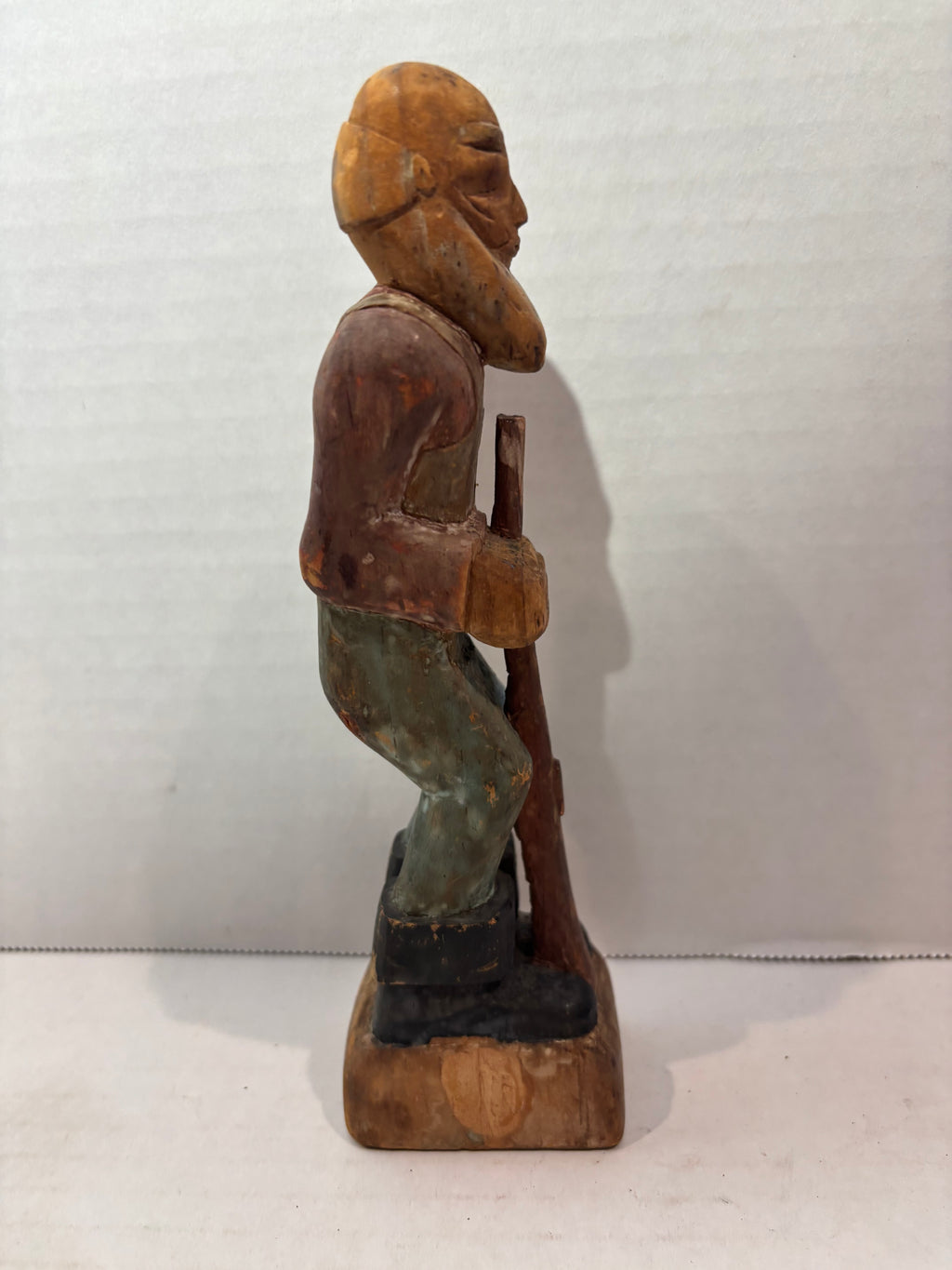 American Folk Art Carved and Painted Bearded Woodsman
