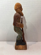American Folk Art Carved and Painted Bearded Woodsman