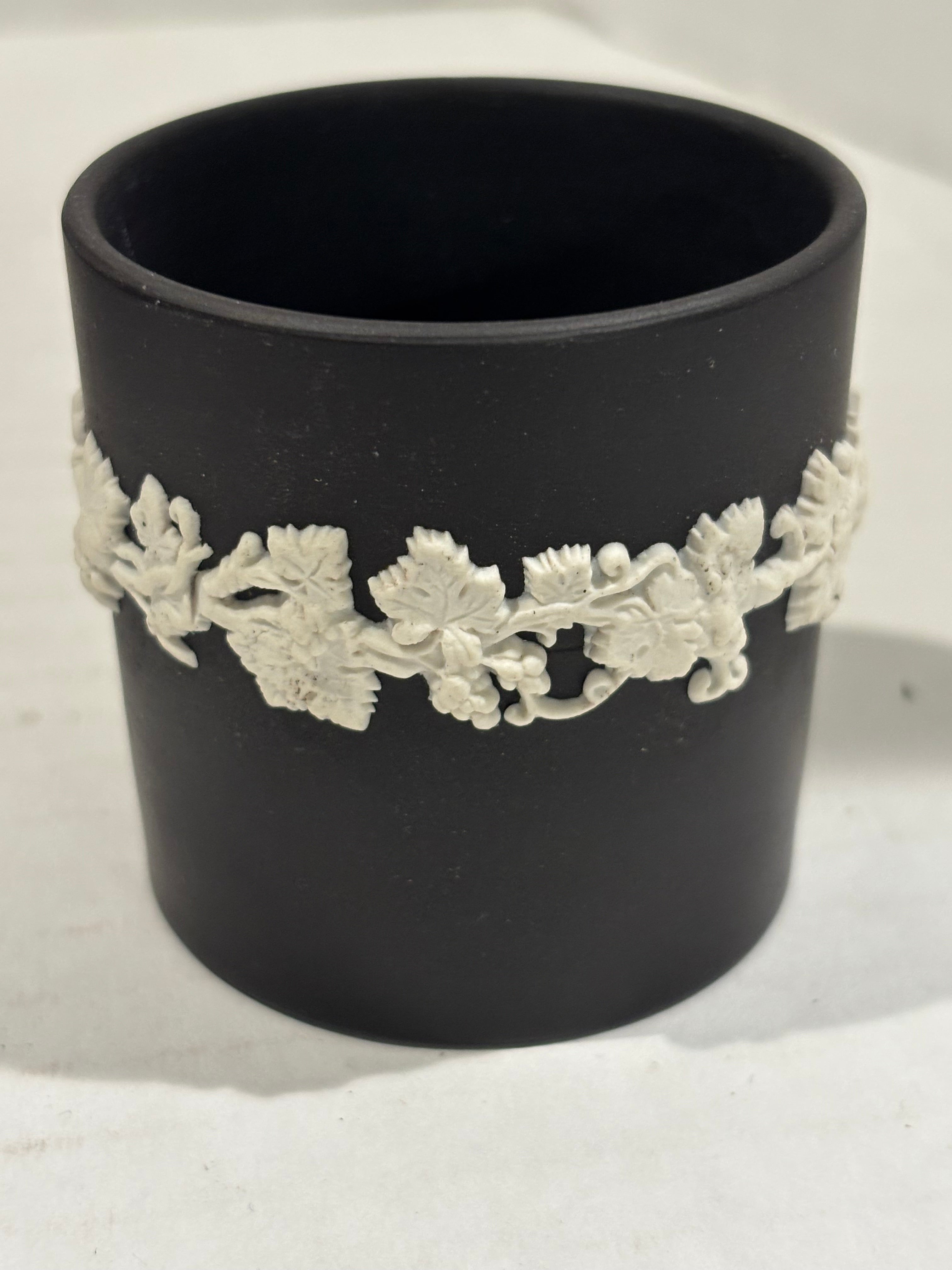 Wedgwood Black Basalt and White Jasperware Pedestal Bowl with Companion Cup England, circa 1920–1935