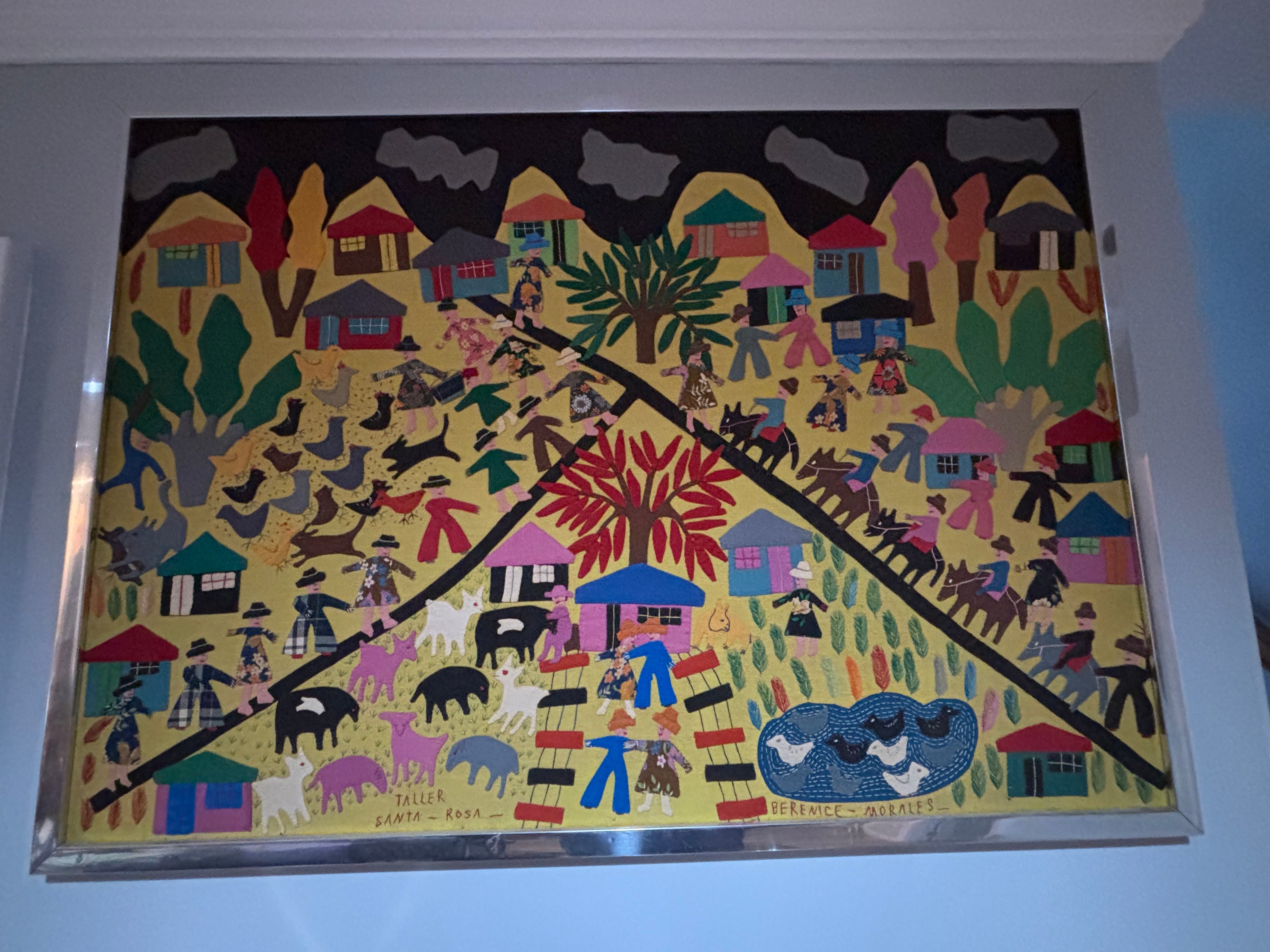 Large Signed Latin American Folk Art Appliqué Textile Berenice Morales, Taller Santa Rosa Circa 1965–1980