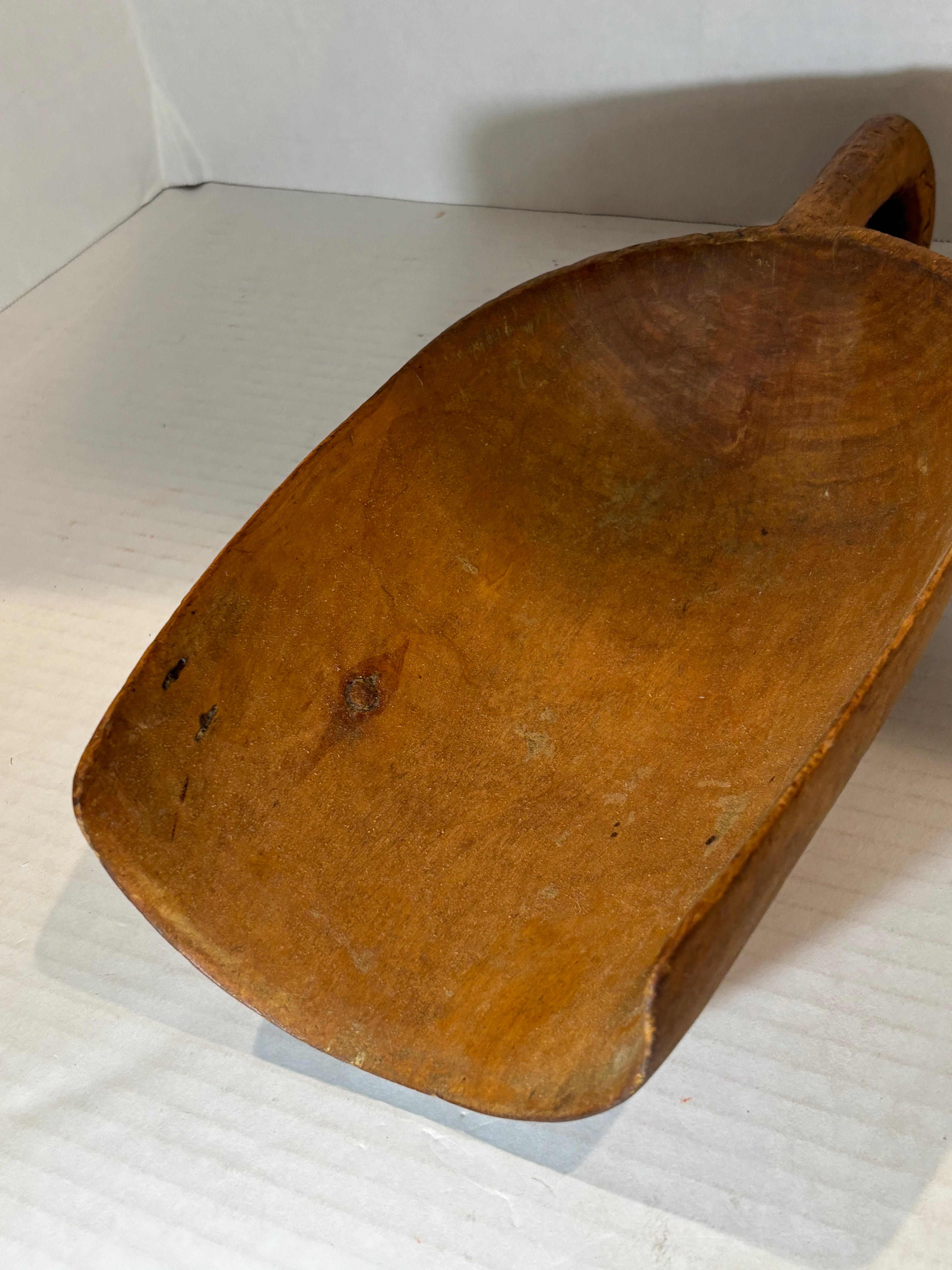 Hand-Carved Folk Art Scoop with Open U-Form Handle American, 19th Century