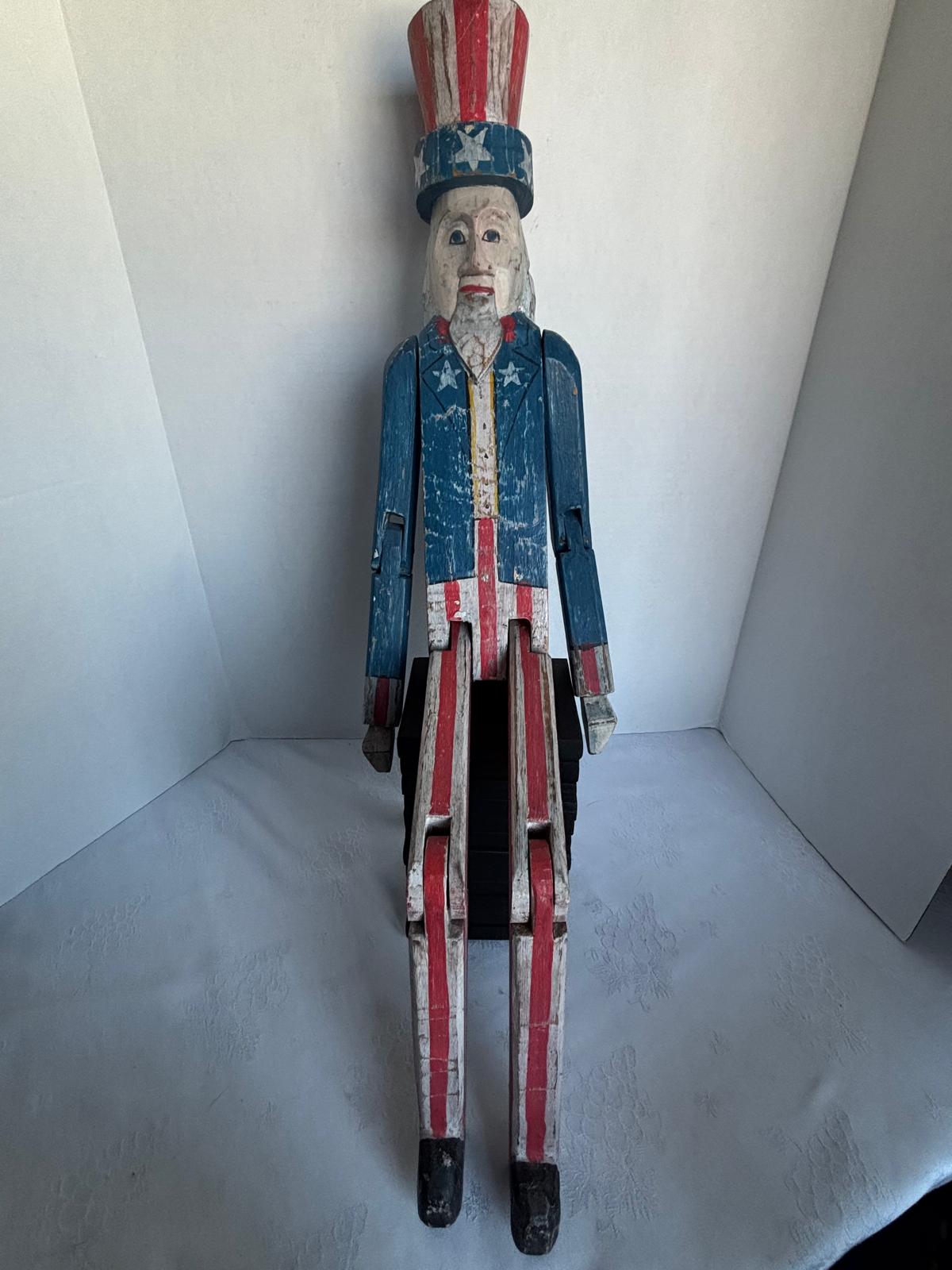 Monumental American Folk Art Carved and Painted Uncle Sam Figure