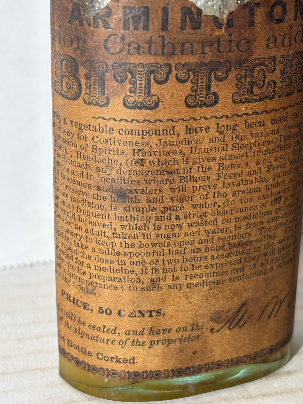 ARMINGTON’S SUPERIOR CATHARTIC AND JAUNDICE BITTERS