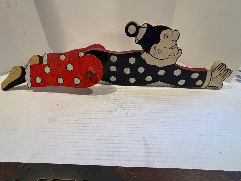 WONDERFULLY GRAPHIC AMERICAN FOLK ART ACROBATIC CLOWN WHIRLIGIG